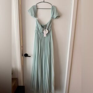 Light green Pleated Maxi Dress